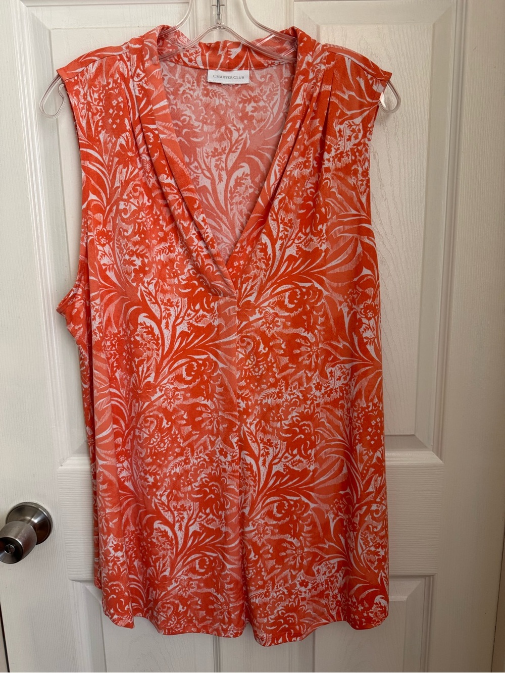 Charter Club Orange Floral Sleeveless
Drape Neck Blouse XXL - Picture 1 of 10